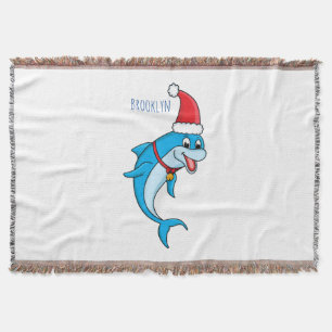 Manta Delfín lindo con personalizado de Santa hat