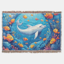 Delfín rodeado de peces tropicales vibrantes