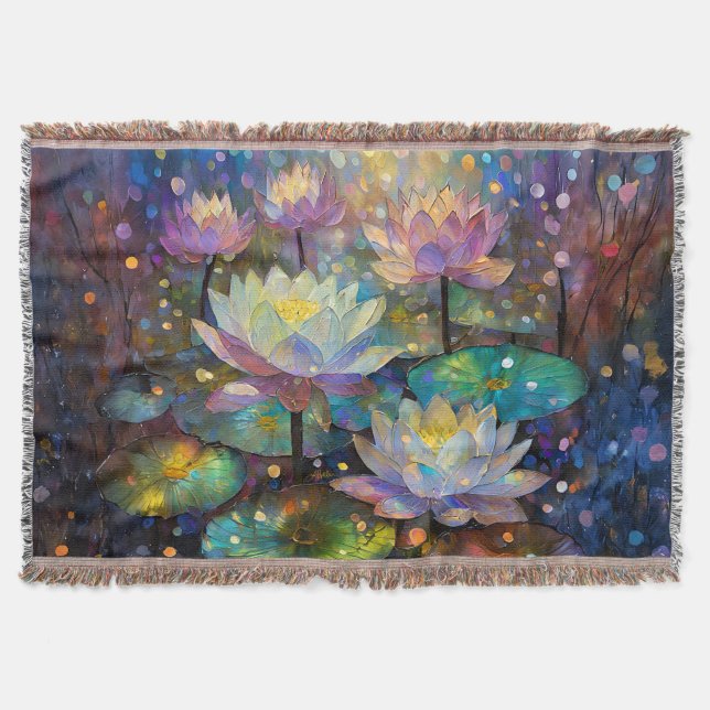 Manta Delicate Lotus Flowers Blossoming in the Snow (Anverso)