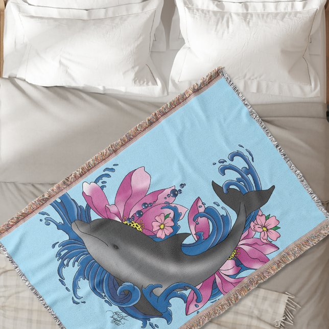 Manta Delphin Lotus Flores Flores Flores de cerezo (Subido por el creador)
