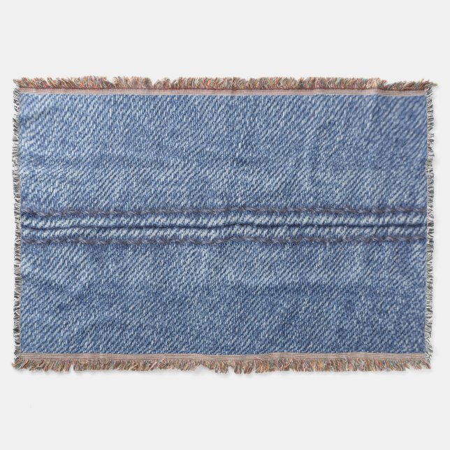 Manta Denim Azul Macro, Textura De Cierre. (Anverso)