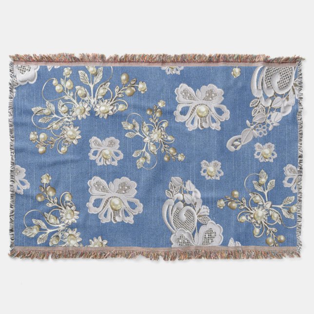 Manta Denim Textured Lace and Pearls (Anverso)