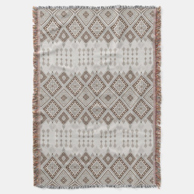 Manta Desert Harmony Brown Moroccan Geometric Tribal (Frente vertical)
