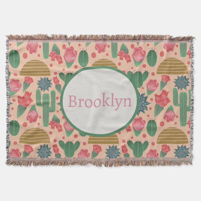 Manta Desierto Rubor Pink Floral Nursera Decor Bebé (Anverso)