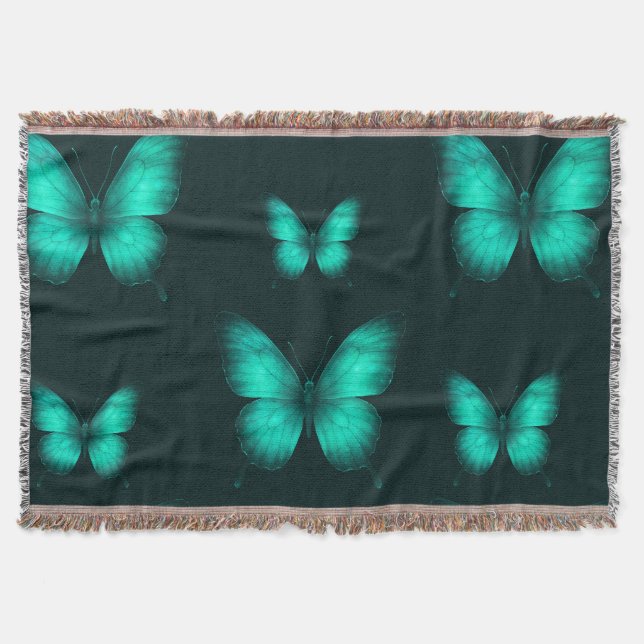 MANTA DESIGN BORBOLETAS  VERDES COBERTOR (Anverso)