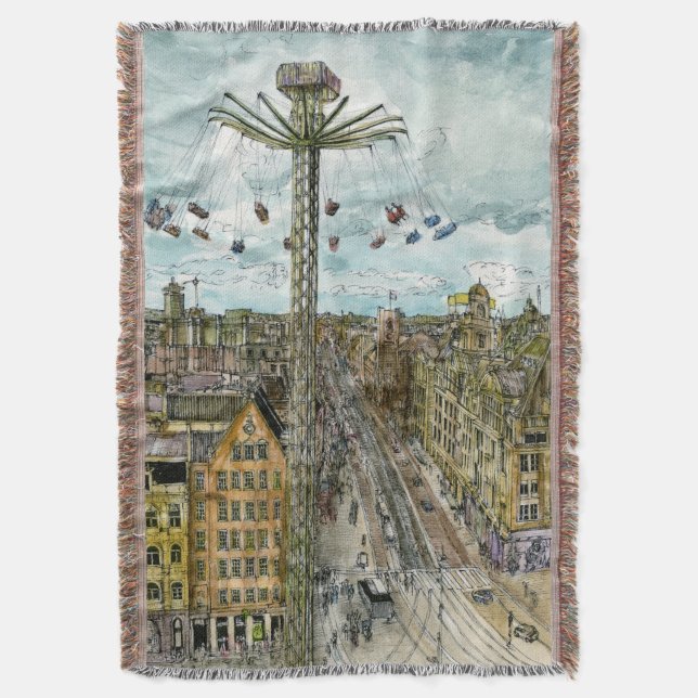 Manta Destinos | Watercolor European Swing Ride (Frente vertical)