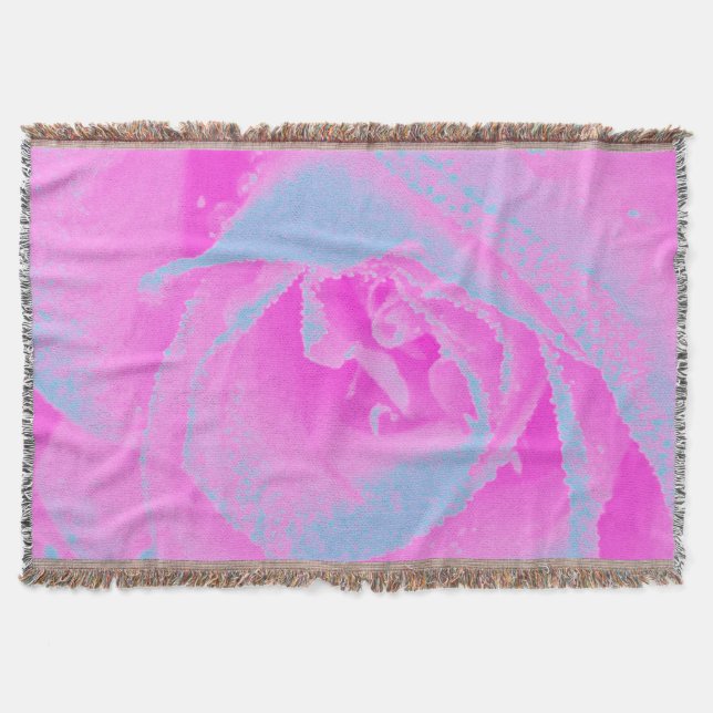 Manta Detalle perfecto de Rosa rosa y azul claro (Anverso)