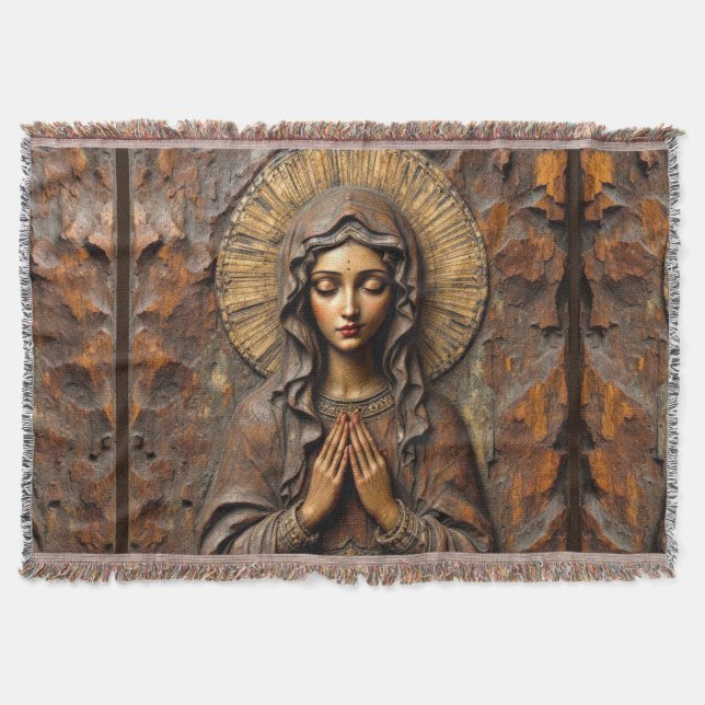 Manta Devoción Tallada María de Madera (Anverso)