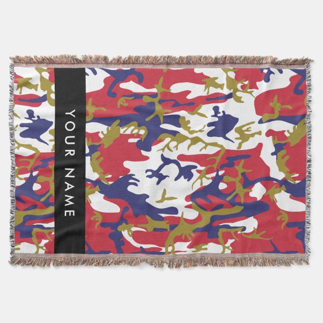 Manta Día de la Independencia Camuflaje Su nombre Person (Anverso)