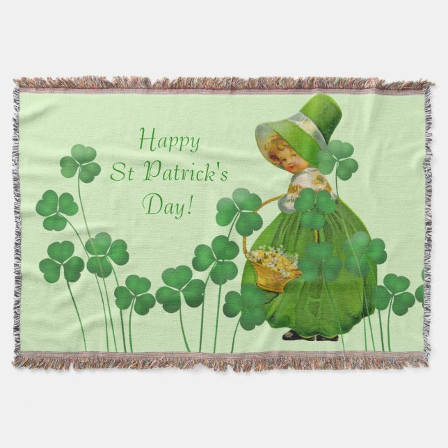 Manta Día de San Patricio: chica escogiendo rocas (Anverso)