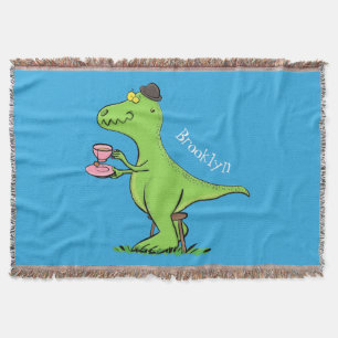 Manta Dibujo animado de dinosaurio t rex verde divertido