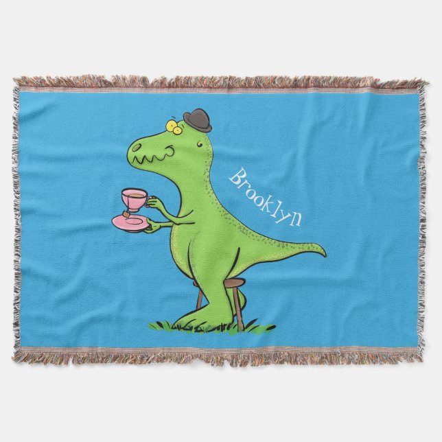 Manta Dibujo animado de dinosaurio t rex verde divertido (Anverso)