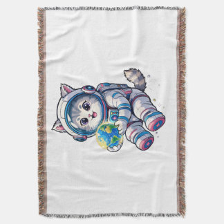 Manta Dibujo de astronauta gato lindo sosteniendo la Tie