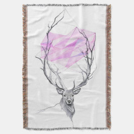 Manta Dibujo de corazón geométrico de venado y rosa Arte