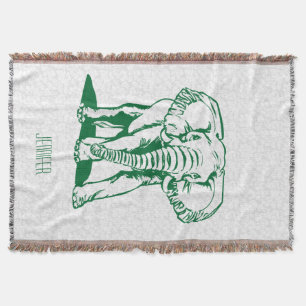 Manta Dibujo Monogramado de la línea Cute Hunter Green E