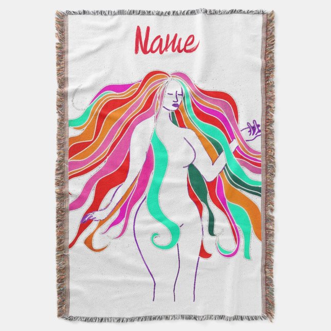 Manta Diosa multicolor de pelo largo Thunder_Cove (Frente vertical)