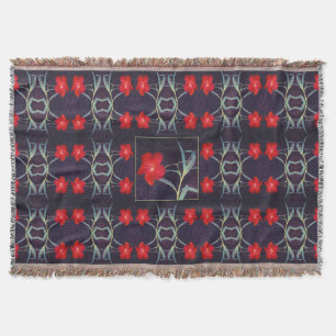 Manta Diseño con flores y hojas rojas
