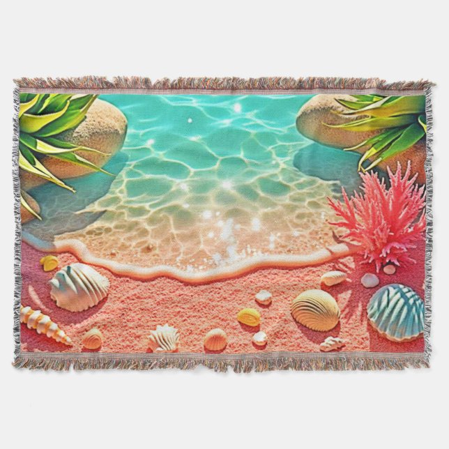 Manta Diseño de conchas de playa con un beso solar (Anverso)