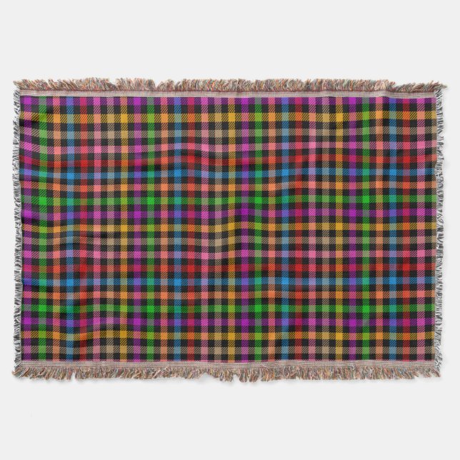 Manta Diseño de cuadros escoceses de gingham de arcoíris (Anverso)