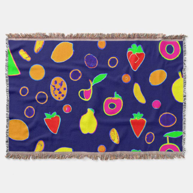 Manta Diseño de Fiesta de Frutas Eléctricas (Anverso)