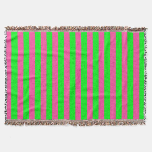 Manta Diseño de franjas rosadas y verdes (Anverso)
