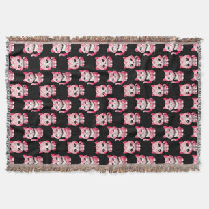 Manta Diseño de gatitos rosa sobre negro