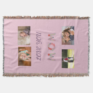 Manta Diseño de gradiente de amor floral para mamá