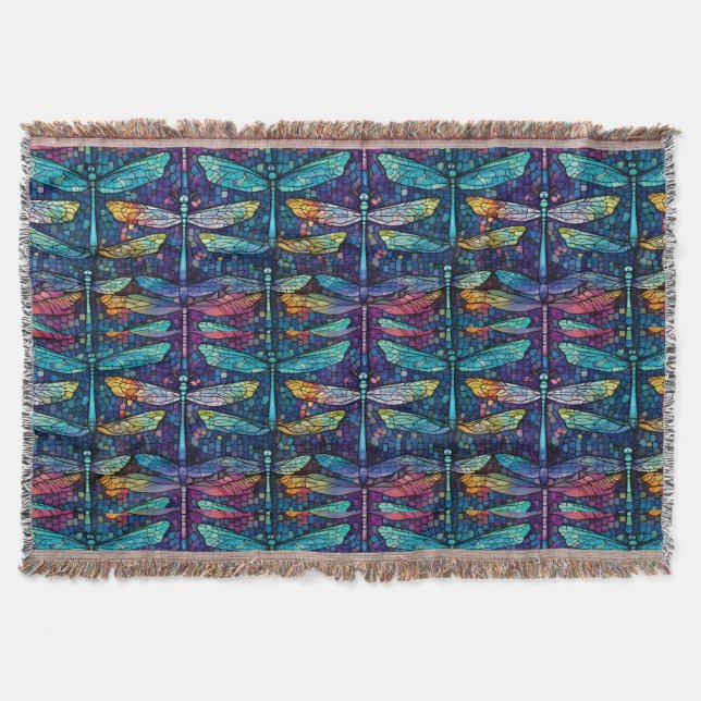 Manta Diseño de la libélula de vidrio manchada (Anverso)