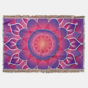 Manta Diseño de mandala tradicional azul púrpura: