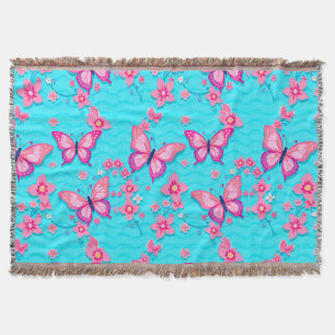 Manta Diseño de mariposas y flores vibrantes
