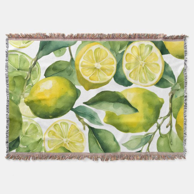 Manta Diseño de patrón de acuarela de limones (Anverso)