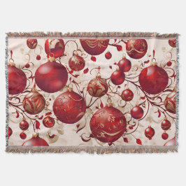Manta Diseño de patrón de bolas rojas de Navidad