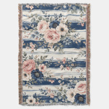 Diseño de patrón de franja floral navy acuarela