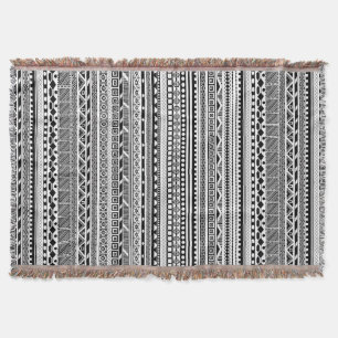 Manta Diseño de patrones aztecos blanco y negro