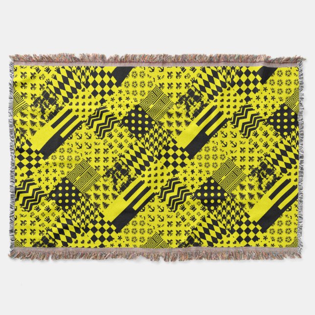 Manta Diseño de patrones mixtos amarillos negros (Anverso)