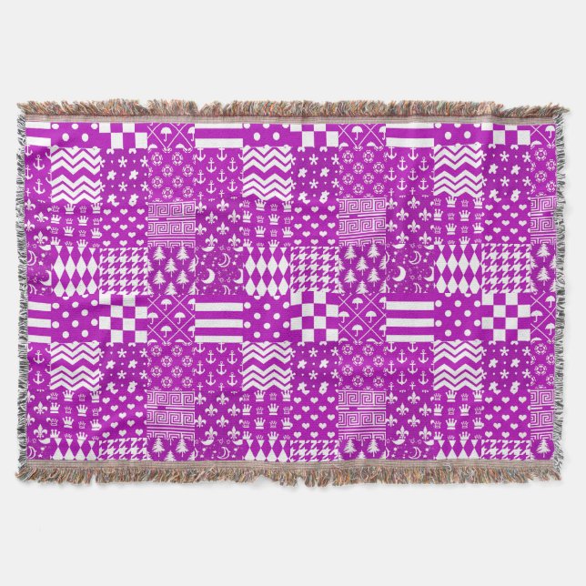 Manta Diseño de patrones púrpura blanco mixto (Anverso)