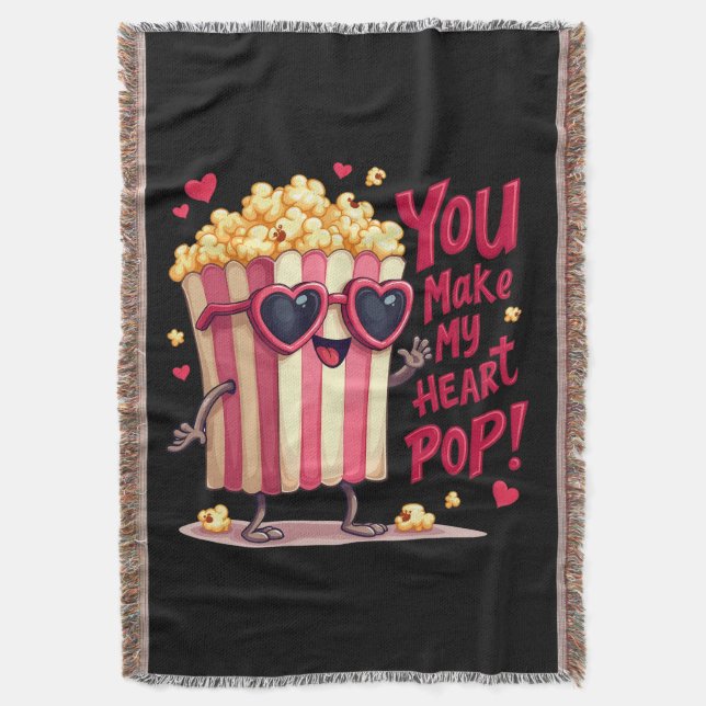 Manta Diseño de San Valentín de corazón de palomitas de  (Frente vertical)