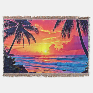 Manta Diseño del paraíso tropical del atardecer