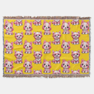 Manta Diseño del patrón de perro de cachorro rosa - amar