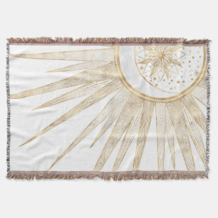 Manta Diseño elegante Doodles dorados Sun Moon Mandala