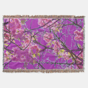 Manta Diseño floral de flor abstracta rosa púrpura