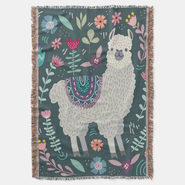Manta Diseño floral de la llama linda (Frente vertical)