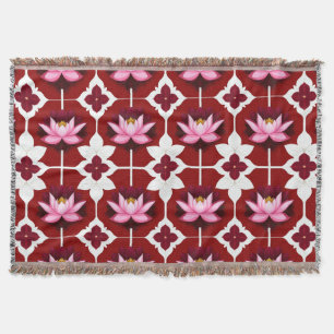Manta Diseño floral vibrante Loto rosa