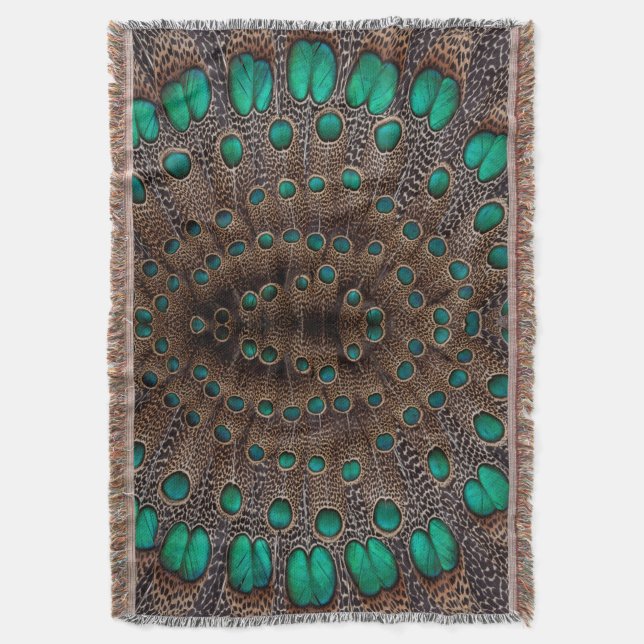 Manta Diseño Fractal de Pluma de Faisán (Frente vertical)