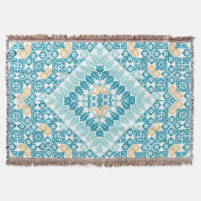 Manta Diseño impreso con motivos de bordado palestino (Anverso)