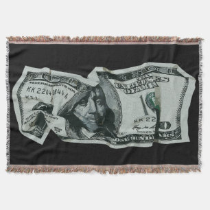 Manta Diseño moderno de un billete de $100 arrugado