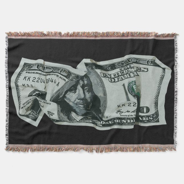 Manta Diseño moderno de un billete de $100 arrugado (Anverso)