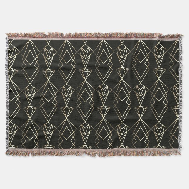 Manta Diseño retro clásico en negro y oro (Anverso)