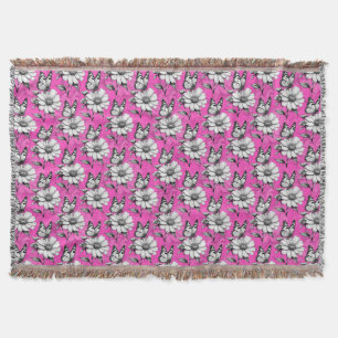 Manta Diseño rosa del patrón de flor de mariposa