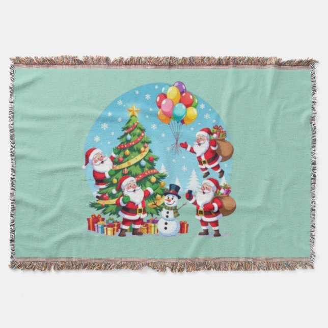 Manta **“Diversión de Navidad con Multi-Santa – Transpar (Anverso)